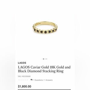 LAGOS 18k Gold Ring with Black Diamonds